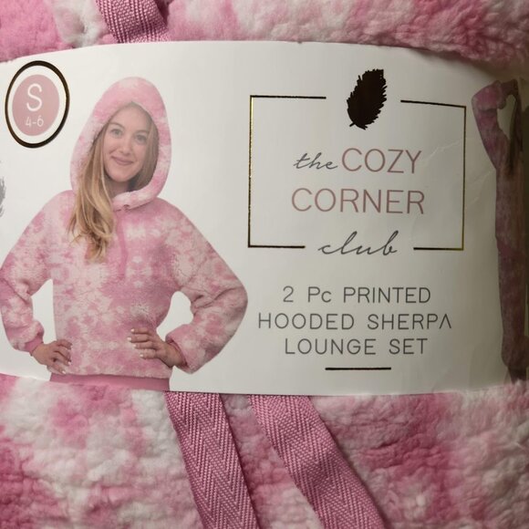 NEW Women's Pajama Gift Set PJs pajamas 2 Piece Hoodie hooded top Pants Pink Top - Picture 5 of 15